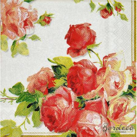 Serwetka decoupage firmy IHR malowane róże 33x33cm